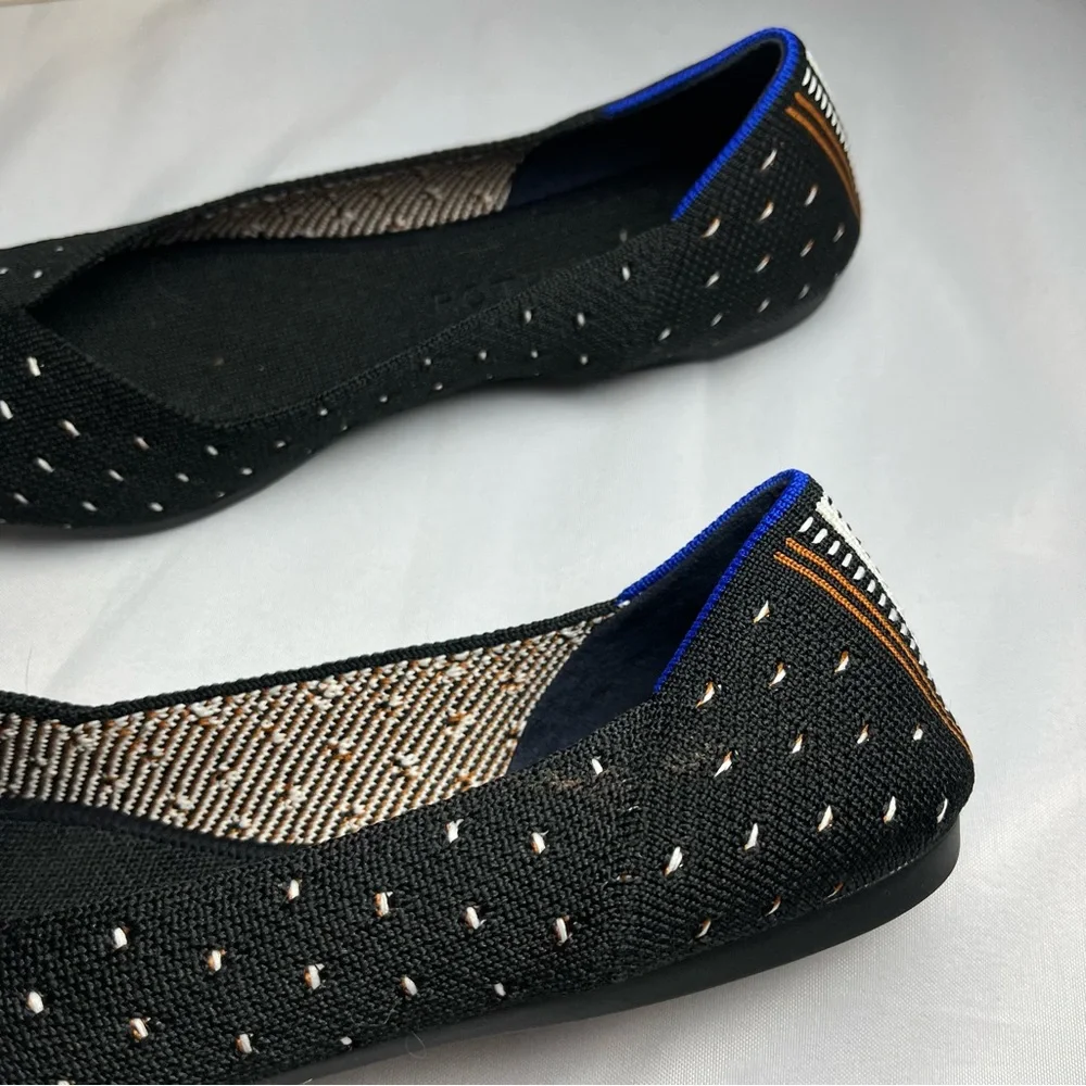 Rothy's The Point Flats in Ivory Dot Size 9 Black